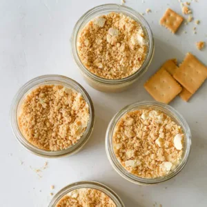 Tiramisu Chia Pudding Treat 2 Tiramisu chia pudding jars topped with crushed graham crackers